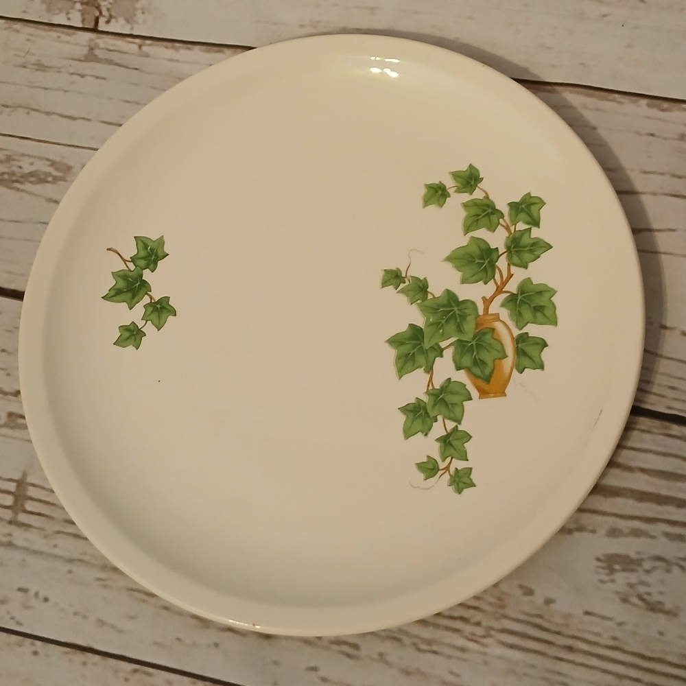 Vintage The Paden City Pottery Company Ivory Plate with Green Ivy Design